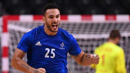 Hugo Descat a réalisé un 7/7 au tir contre l'Espagne, le 30 juillet 2021. (MARTIN BERNETTI / AFP)