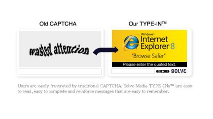 A gauche un captcha traditionnel, à droite un nouveau captcha publicitaire. (Solve Media)