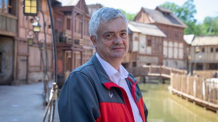 Nicolas Kremer, directeur général du parc Astérix, fermé depuis le début du confinement, le 6 mai 2020. (FRED DUGIT / MAXPPP)