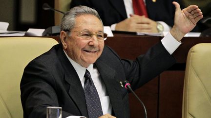 Le pr&eacute;sident cubain, Raul Castro, lors de&nbsp;la s&eacute;ance inaugurale de la nouvelle Assembl&eacute;e nationale, le 24 f&eacute;vrier 2013, &agrave; La Havane (Cuba). (DESMOND BOYLAN / REUTERS)