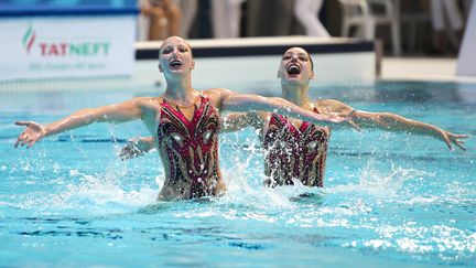 Les nageuses suisses de l'équipe de natation synchronisée aux championnats du monde junior en Russie, le 12 juillet 2016. (ALEXEY NASYROV / AFP)