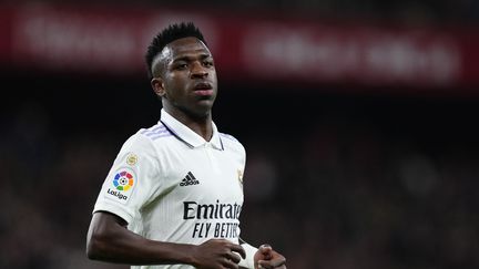 Vinicius Junior lors d'un match de Liga entre le Real Madrid et l'Athletic Club, le 22 janvier 2023, à Bilbao. (JOSE BRETON / AFP)