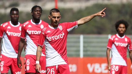 Les joueurs de l'AS Monaco lors de leur match amical contre le Cercle de Bruges, samedi 10 juillet 2021. (JEAN FRAN?OIS OTTONELLO / MAXPPP)