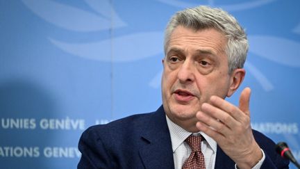 Filippo Grandi, le 1er mars 2022, à Genève. (FABRICE COFFRINI / AFP)