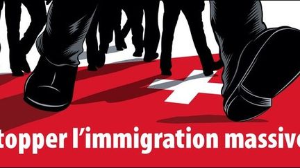 Affiche choc des partisans du référendum visant à limiter l'immigration en Suisse.