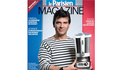 Arnaud Montebourg porte une marini&egrave;re, une montre et un robot fabriqu&eacute;s en France, dans "Le Parisien Magazine" dat&eacute; du vendredi 19 octobre. (LE PARISIEN / FTVI)