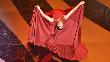 Tandis que Benjamin Biolay et Louane interprétaient "Le cinéma" de Claude Nougaro, la chorégraphe et danseuse espagnole Blanca Li a illuminé de sa danse aérienne la scène du Palais.
 (Antonin Thuillier / AFP)