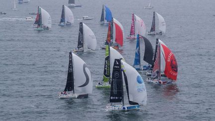 Les marins ont pris la mer une première fois lors du prologue, dimanche 9 mai 2021. (ALEXIS COURCOUX)