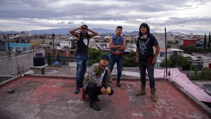 Le groupe de rock mexicain&nbsp;Los Cogelones des frères&nbsp;Sandoval Garcia::&nbsp;Beto, Victor Hugo, Gabriel et Marco (de gauche à droite). (CLAUDIO CRUZ / AFP)