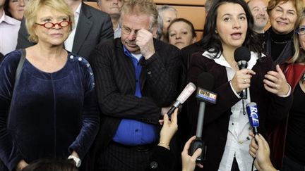 Eva Joly, Daniel Cohn-Bendit et Cécile Duflot au rassemblement de Lyon, le 13/11/2010 (AFP/Phillipe DESMAZES)