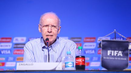 La légende du football brésilien, Mario Zagallo, ici en décembre 2013 à Costa do Sauipe (Bahia, Brésil) est mort le 5 janvier 2024 à l'âge de 92 ans. (VANESSA CARVALHO/ BPP / BRAZIL PHOTO PRESS / AFP)