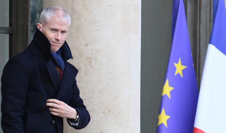 Le ministre de la Culture, Franck Riester, à la sortie de l'Elysée, le 12 février 2020.&nbsp; (ALAIN JOCARD / AFP)