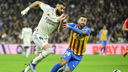 Karim Benzema lors du match de Liga face à Valence, le 2 février 2023. (JAVIER SORIANO / AFP)