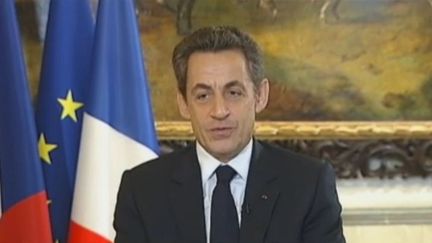 Nicolas Sarkozy &agrave; Prague (R&eacute;publique Tch&egrave;que) le 23 d&eacute;cembre 2011. (FRANCE 2)