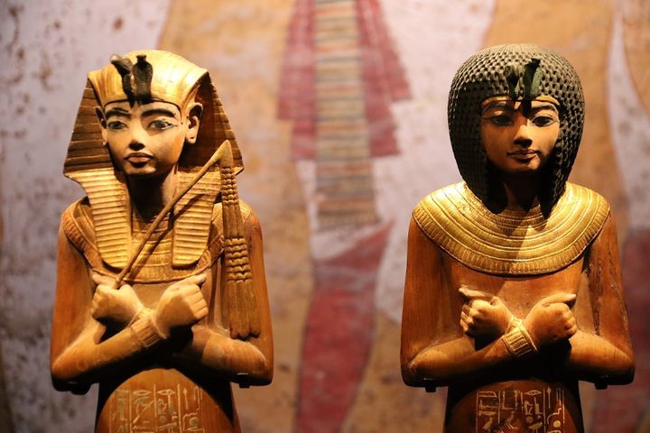 Pièces de l'exposition ""Toutânkhamon, le Trésor du Pharaon". (J-M EMPORTES / ONLY FRANCE)