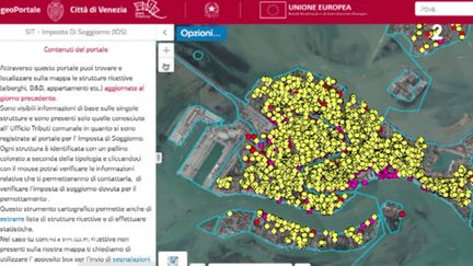 Une carte qui montre Venise saturée par les structures d'hébergement (ENVOYÉ SPÉCIAL  / FRANCE 2)