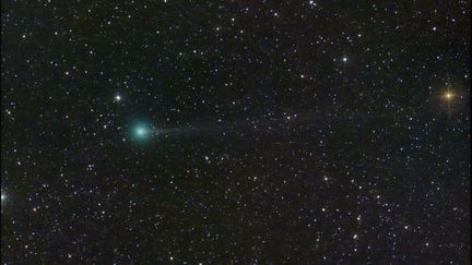 La comète Nishimura dans le ciel, le 6 septembre 2023. (DAN BARTLETT / NASA / AFP)