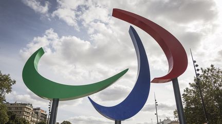 L'emblème des Jeux paralympiques, à Paris, le 21 août 2024. (HANS LUCAS/AFP)