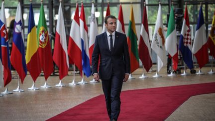 Arrivée du président français Emmanuel Macron au sommet européen de Bruxelles du 22 juin 2017 (VIRGINIE NGUYEN HOANG / HANS LUCAS)