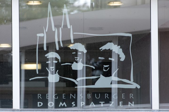 Le logo des Regensburger Domspatzen, "les moineaux de la cathédrale de Ratisbonne", le 12 octobre 2016.
 (ARMIN WEIGEL / DPA / AFP)