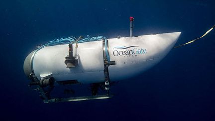 Une photo non datée du submersible "Titan" lors d'une plongée dans l'océan. (OCEAN GATE / ANADOLU AGENCY / AFP)