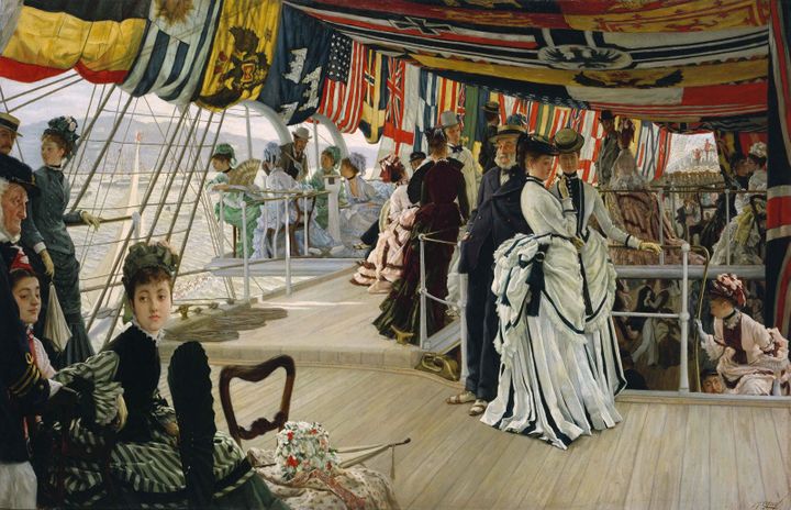 James Tissot, "The Ball on Shipboard", c. 1874, Tate. Presented by the Trustees of the Chantrey Bequest 1937
 (Tate, Londres)