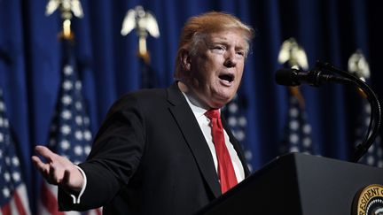 Le président américain, Donald Trump, lors d'une conférence à Washington (Etats-Unis), le 17 mai 2019.&nbsp; (OLIVIER DOULIERY / CONSOLIDATED NEWS PHOTOS / AFP)