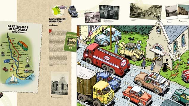 &nbsp; (Extrait des pages 2 et 3 de "Nationale 7 en Autorama", de Thierry Dubois © Editions Paquet)