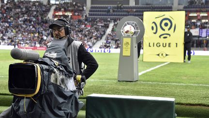 Un caméraman avant un match de la Ligue 1 à Toulouse (Haute-Garonne), le 20 août 2016. (PASCAL PAVANI / AFP)