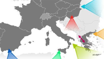 Les routes de l'immigration en Europe (capture d'écran du site européen Frontex). (Frontex)