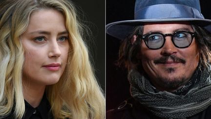 L'actrice&nbsp;Amber Heard&nbsp; (à gauche) et l'acteur&nbsp;Johnny Depp (à droite). (DANIEL LEAL / AFP)