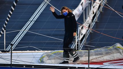 Clarisse Cremer, le 8 novembre dernier, avant son départ des Sables d'Olonne (LOIC VENANCE / AFP)