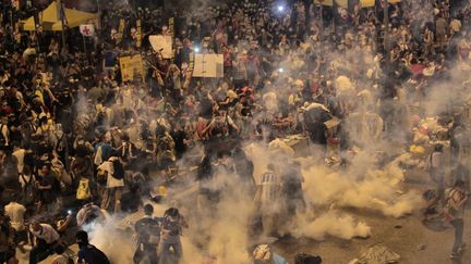 Des manifestants &agrave; Hong Kong, le 28 septembre 2014.&nbsp; (REUTERS)