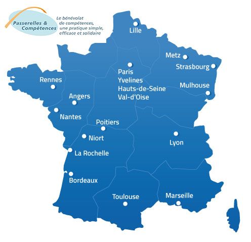 Plusieurs villes en France et bientôt d'autres bureaux à ouvrir. (Passerelles et Compétences)