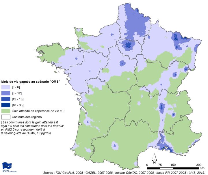 L'espérance de vie gagnée en cas de respect des recommandations de l'OMS en terme de niveaux de particules finales PM2.5, selon l'étude de Santé Publique France. (SANTE PUBLIQUE FRANCE)