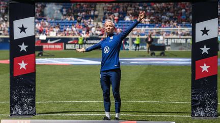 La joueuse de football américaine Megan Rapinoe, le 26 mai 2019 à Harrison (New Jersey, Etats-Unis). (VINCENT CARCHIETTA-USA TODAY SPO / SIPA)