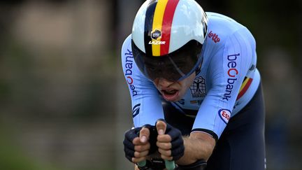 Wout van Aert lors des Championnats du monde 2020 à Imola. (ERIC LALMAND / BELGA MAG)