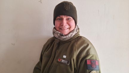 Sarmité, infirmière lettone qui a rejoint l'armée ukrainienne. (FRANCEINFO / RADIOFRANCE)