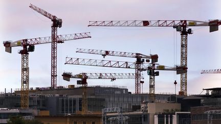 Des grues sur un chantier à Paris, le 17 octobre 2019. (VINCENT ISORE / MAXPPP)