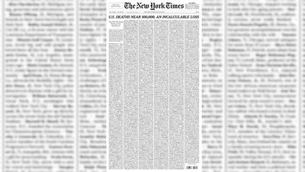 La une du "New York Times" consacré aux victimes du SARS-CoV-2, dimanche 24 mai 2020. (NEW YORK TIMES)