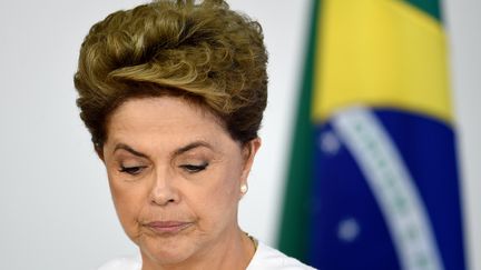 Dilma Rousseff lors d'un sommet de l'Organisation des Etats am&eacute;ricains &agrave; Brasilia (Br&eacute;sil), le 15 avril 2016. (EVARISTO SA / AFP)