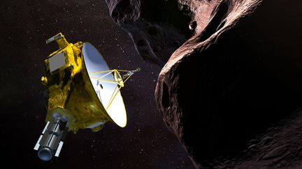 Illustration d'artiste fournie par la Nasa le 21 décembre 2018 représentant la sonde New Horizons et l'objet Ultima Thule. (NASA / JHUAPL / SWRI / AFP)