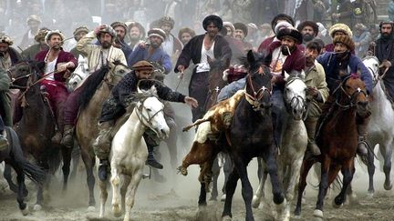 A Kaboul, des cavaliers participent à une compétition de bouzkashi, le sport national afghan, pratiqué dans la plupart des pays d’Asie centrale. Dans cette compétition équestre, vingt cavaliers se disputent un cadavre de chèvre pour l’amener à un endroit précis et remporter la victoire. Les animaux ont de tout temps été présents auprès des hommes lors de leurs festivités.
 
 
 
 (AFP PHOTO/Tauseef  MUSTAFA)