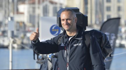 Fabrice Amédéo aux Sables d'Olonne avant le départ du Vendée Globe, le 8 novembre 2020 (JO?L LE GALL / MAXPPP)