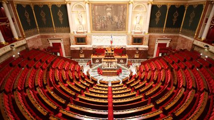 L'hémicyle de l'Assemblée nationale, le 24 mars 2017 à Paris. (PHOTO12 / GILLES TARGAT / AFP)