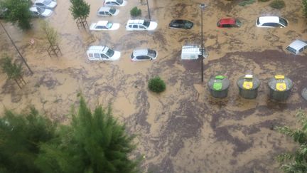 La ville d'Ajaccio (Corse-du-Sud) a été touchée par de très fortes pluies, le 11 juin 2020. (PIERRE-ANTOINE FOURNIL / MAXPPP)