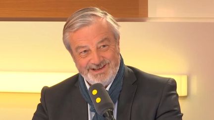 Vincent Montagne, le président du&nbsp;syndicat national de l'édition (SNE) et organisateur de Livre Paris, lundi 19 mars sur franceinfo. (RADIO FRANCE)