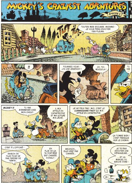 Planche de "Mickey's craziest adventures" de Trondheim et Keramidas aux éditions Glénat
 (©2016 Disney © 2016 Éditions Glénat)