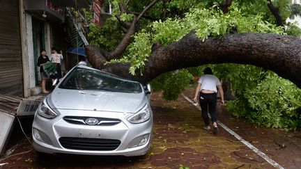 Les dégâts provoqués par la tornade Mirinae à Hanoï (Vietnam), le 28 juillet 2016. (HOANG DINH NAM / AFP)