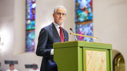 Le Premier ministre norvégien, Jonas Gahr Store, à la cathédrale d'Oslo (Norvège), le 29 novembre 2024. (CORNELIUS POPPE / NTB / AFP)